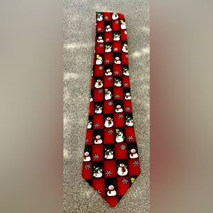 Men's Vintage Christmas Checkered Snowman Necktie by Hallmark Yule Tie Greetings